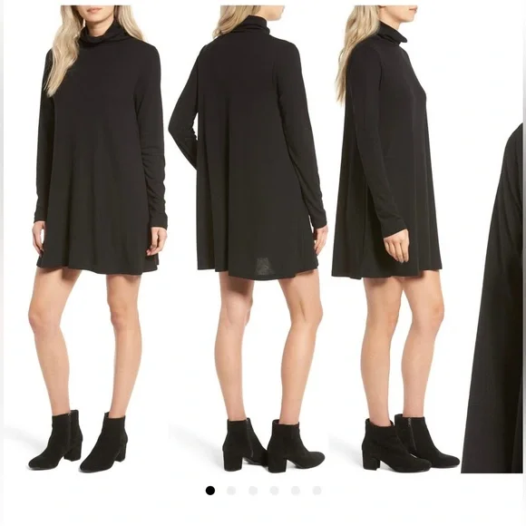 Turtleneck Swing Dress GREEN size Large - Picture 2 of 2